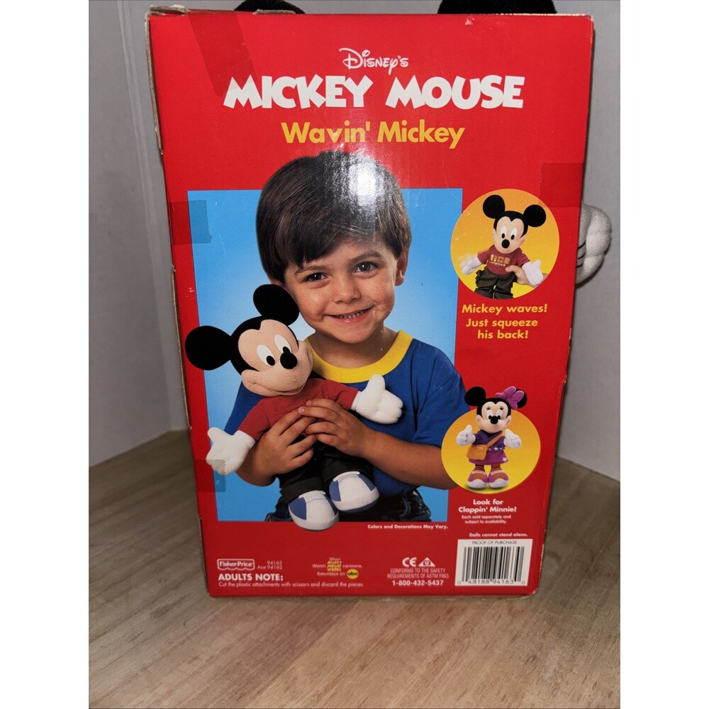 Vintage Y2K Disney Mickey Mouse Wavin' Mickey Plush Fisher-Price 2000 NEW - Picture 7 of 11